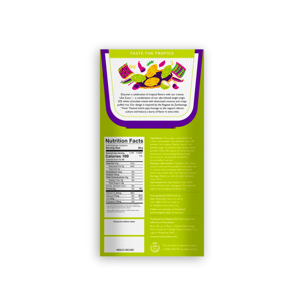 Ube Coco 32% White Chocolate and Puffed Rice